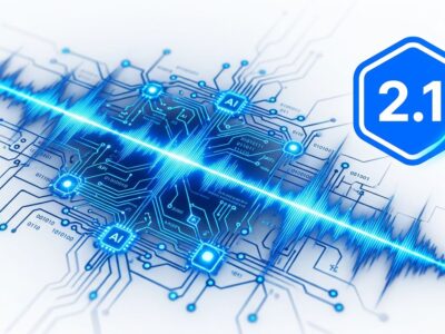 GPT-Realtime-2.1 voice agent API update showing sound waveform and circuit network in blue and white ByteIota brand colors