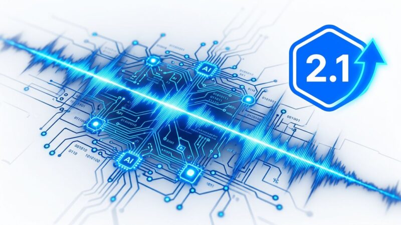 GPT-Realtime-2.1 voice agent API update showing sound waveform and circuit network in blue and white ByteIota brand colors
