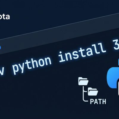 Terminal showing uv python install 3.13 command with Python PATH installation diagram