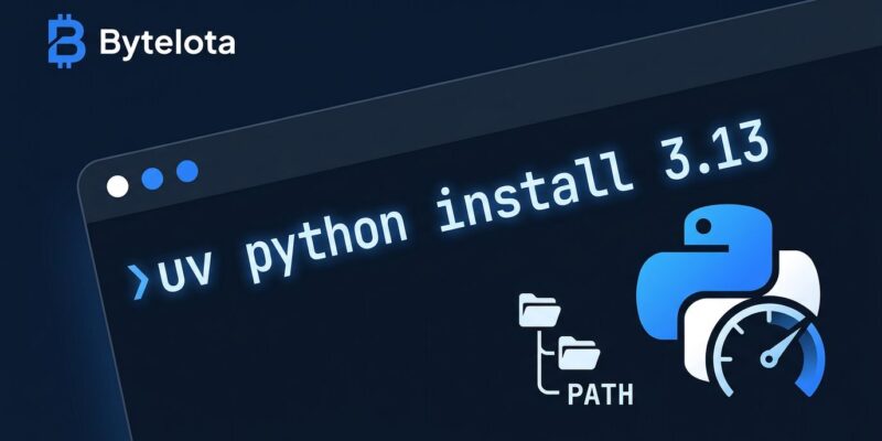Terminal showing uv python install 3.13 command with Python PATH installation diagram