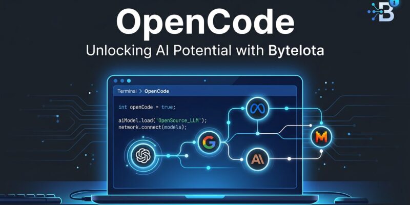 OpenCode terminal coding agent interface showing model-agnostic AI provider selection