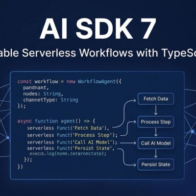 Vercel AI SDK 7 WorkflowAgent durable execution diagram showing TypeScript agents connecting to serverless infrastructure