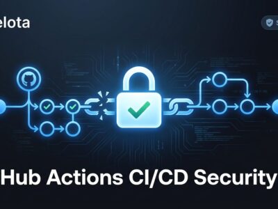 GitHub Actions workflow diagram showing GITHUB_TOKEN replacing PAT for Copilot CLI authentication, with a secure padlock icon on blue background