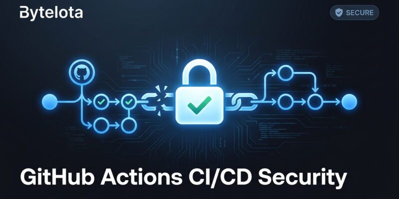 GitHub Actions workflow diagram showing GITHUB_TOKEN replacing PAT for Copilot CLI authentication, with a secure padlock icon on blue background