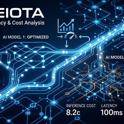 Abstract visualization of AI token efficiency and cost comparison with blue circuit network on dark background