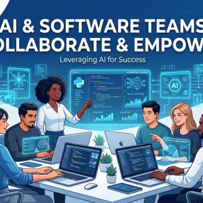 Small AI-augmented engineering team of 4-5 members collaborating with AI tools - Gartner tiny teams 2029 prediction