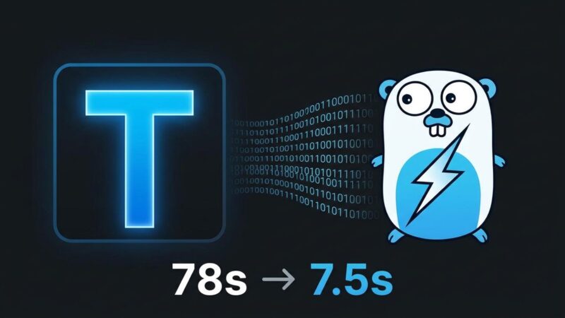 TypeScript logo alongside Go gopher mascot with lightning bolt symbolizing 10x build speed improvement in TypeScript 7.0