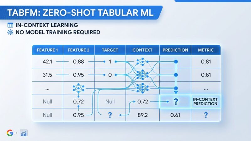 Google TabFM zero-shot tabular foundation model for machine learning predictions without training