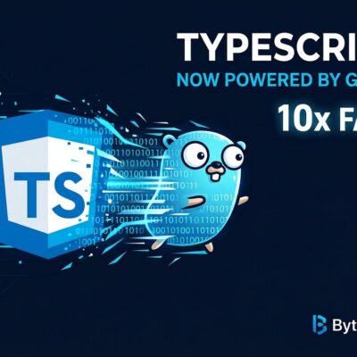 TypeScript logo transforming into Go gopher representing the TypeScript 7.0 compiler rewrite in Go, showing 10x build speed improvements