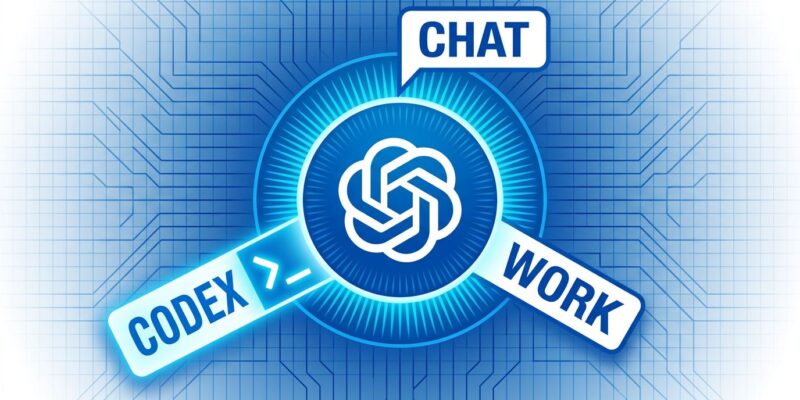 ChatGPT Work interface showing three unified modes — Chat, Work, and Codex — in the new OpenAI desktop app