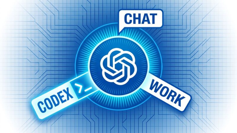 ChatGPT Work interface showing three unified modes — Chat, Work, and Codex — in the new OpenAI desktop app