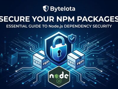 npm 12 package security showing locked package boxes with blue circuit lines