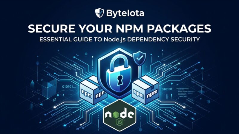 npm 12 package security showing locked package boxes with blue circuit lines