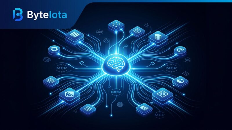 Abstract visualization of AI agent memory architecture with blue data streams and MCP protocol symbols
