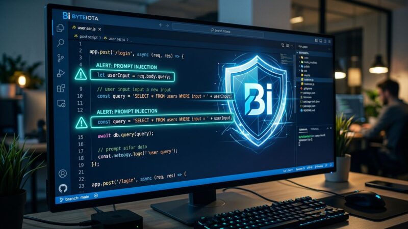 CodeQL static analysis detecting prompt injection vulnerabilities in JavaScript AI code