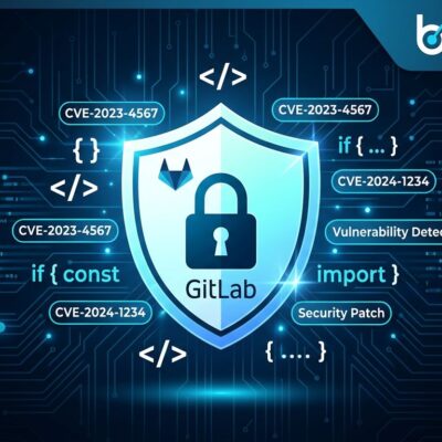 GitLab security shield with circuit board pattern representing CVE-2026-6896 XSS patch release 19.1.2