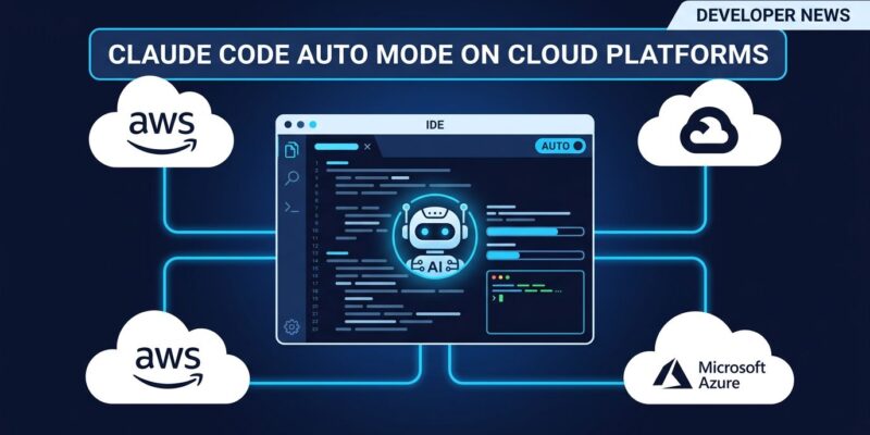 Claude Code auto mode enabled by default on AWS Bedrock, Google Cloud Vertex AI, and Azure Foundry showing agentic AI workflow in enterprise cloud environments