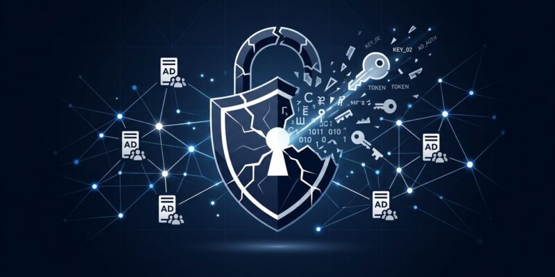 Kerberos authentication security diagram showing RC4 deprecation and AES migration for Active Directory service accounts