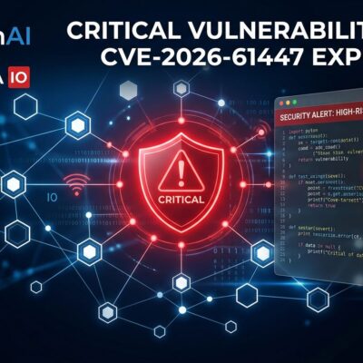 PraisonAI security vulnerability alert showing CVSS 10.0 RCE and sandbox bypass CVEs in red warning design