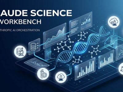 Claude Science AI workbench showing 60+ scientific database connectors and compute orchestration