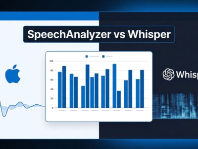 Apple SpeechAnalyzer API vs OpenAI Whisper benchmark comparison chart for iOS 26 developers