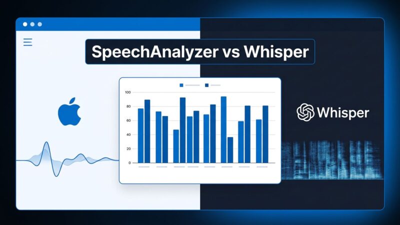 Apple SpeechAnalyzer API vs OpenAI Whisper benchmark comparison chart for iOS 26 developers