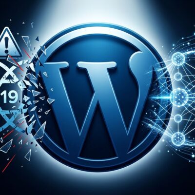WordPress 7.1 beta illustration showing React 19 migration warnings alongside AI vector embeddings and neural network nodes