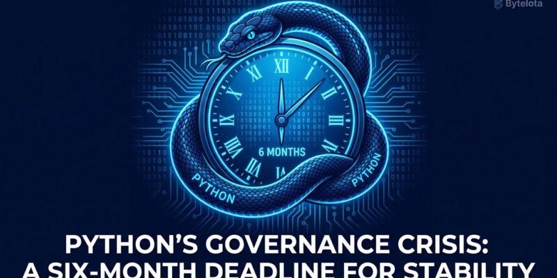 Python snake wrapped around a ticking clock representing the six-month JIT deadline