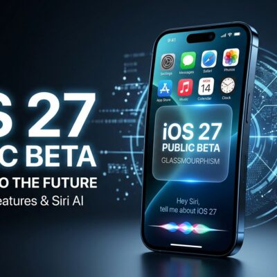 iOS 27 public beta interface showing Siri AI on iPhone with blue glass design