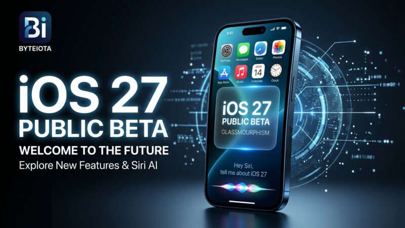 iOS 27 public beta interface showing Siri AI on iPhone with blue glass design