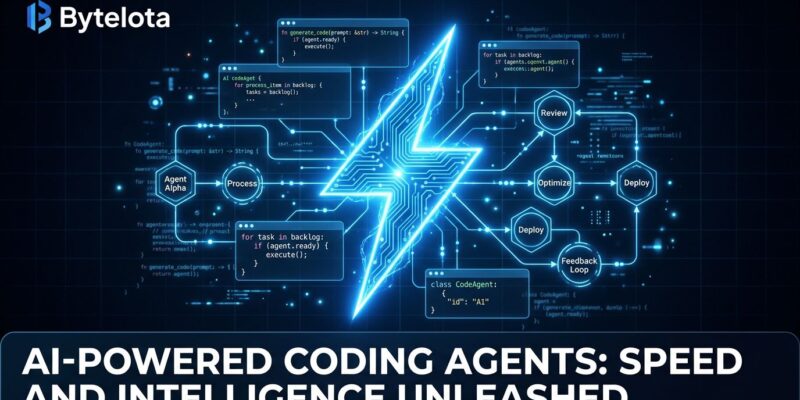 Gemini 3.5 Flash AI coding agent with circuit traces and blue glow on dark background