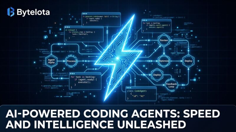 Gemini 3.5 Flash AI coding agent with circuit traces and blue glow on dark background