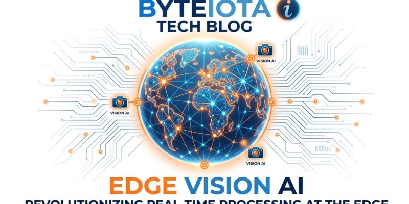 Cloudflare edge network globe with vision AI neural network nodes representing Moondream 3.1 sub-second vision inference