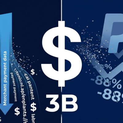 Split-screen illustration showing Stripe acquisition bid for PayPal with payment data visualization and 3 billion deal highlights