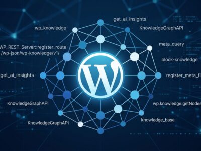 WordPress 7.1 beta release showing AI knowledge graph with wp_knowledge CPT and Abilities API connections
