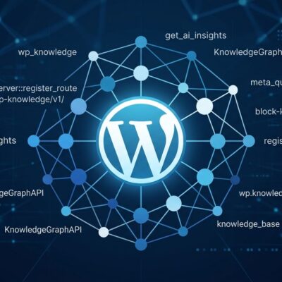 WordPress 7.1 beta release showing AI knowledge graph with wp_knowledge CPT and Abilities API connections