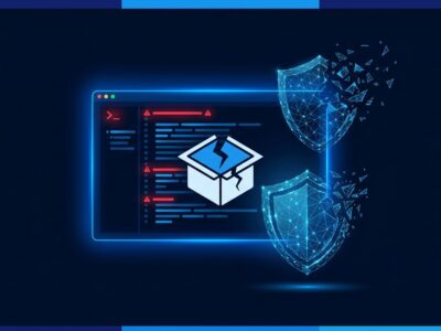 Cursor IDE with broken sandbox icon and red warning indicators representing the DuneSlide prompt injection RCE vulnerability CVE-2026-50548