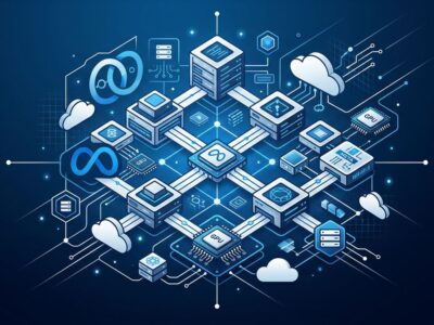 Meta Compute cloud GPU service infrastructure diagram with blue and white server nodes