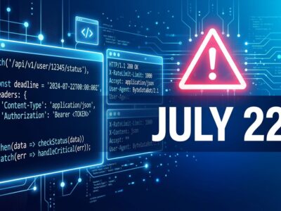 Abstract visualization of API beta headers and a July 22 deadline warning for Anthropic Managed Agents memory store migration