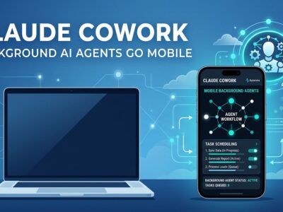 Claude Cowork running background AI agent tasks on mobile while laptop is closed