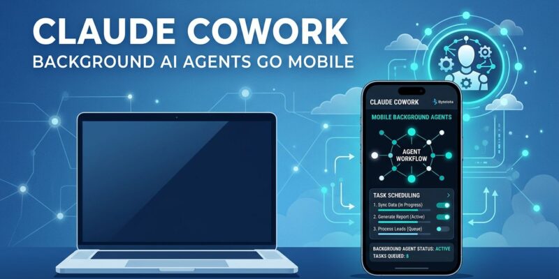 Claude Cowork running background AI agent tasks on mobile while laptop is closed