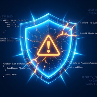 Digital shield with warning symbol representing Claude Fable 5 safety classifier blocking legitimate developer code