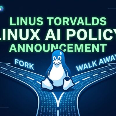 Linus Torvalds Linux AI policy - fork in the road representing the fork-it-or-walk-away declaration