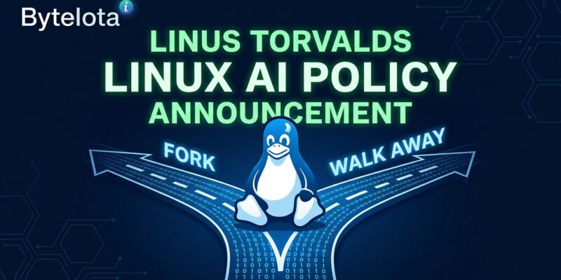Linus Torvalds Linux AI policy - fork in the road representing the fork-it-or-walk-away declaration