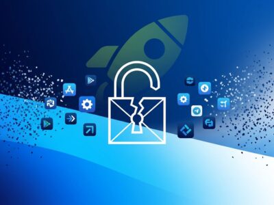 Abstract visualization of Android app blocking with broken padlock and fading app icons representing open-source apps being blocked by developer verification