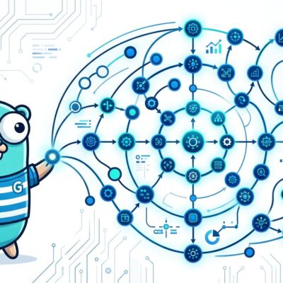 Go gopher mascot connected to AI agent workflow nodes representing Microsoft Agent Framework for Go