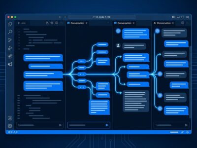 VS Code 1.128 multi-chat Claude agent sessions interface showing parallel conversation panels