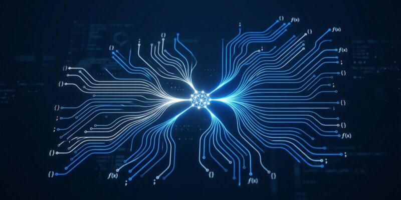 Abstract visualization of parallel AI subagents branching from a central orchestrator node, representing Claude Code dynamic workflows
