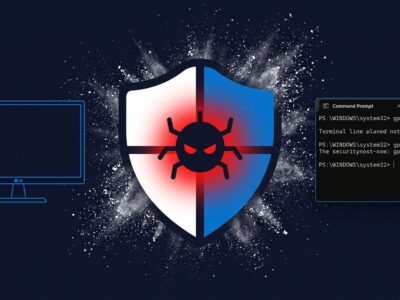 LG monitor with Windows Update shield icon containing hidden malware warning, representing silent adware installation