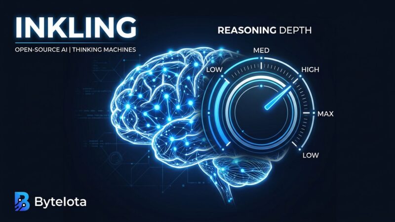 Inkling AI model from Thinking Machines: neural network with adjustable reasoning dial, blue and white color scheme